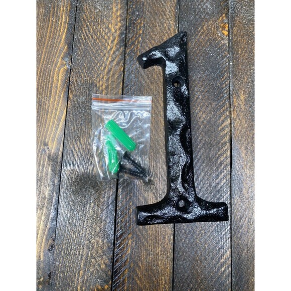 Black Cast Iron House Number Address Apt Suite Number #1 Heavy Duty 5.25 in - Picture 5 of 7